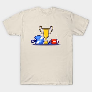 Helmet, Rugby Ball, Whistle And Gold Trophy T-Shirt